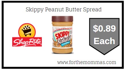 ShopRite: Skippy Peanut Butter Spread JUST $0.89 Each