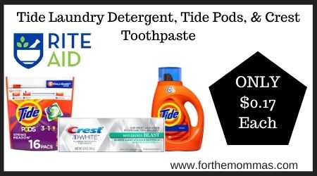 Rite Aid: Tide Laundry Detergent, Tide Pods, & Crest Toothpaste