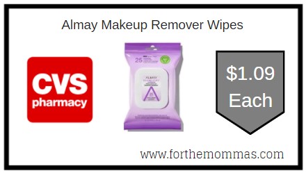 CVS: Almay Makeup Remover Wipes ONLY $1.09 Each