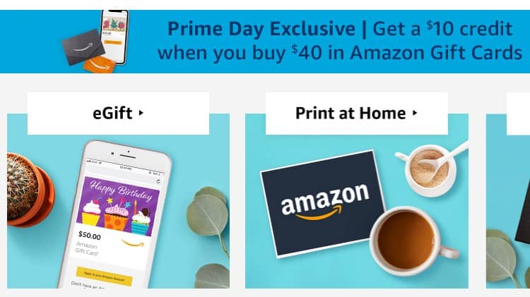 Free $10 Amazon Credit With $40+ Gift Card Purchase