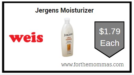 Weis: Jergens Moisturizer ONLY $1.79 Each