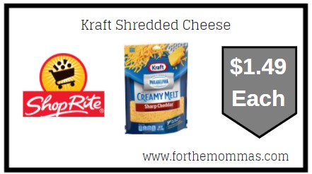 ShopRite: Kraft Shredded Cheese JUST $1.49 Each