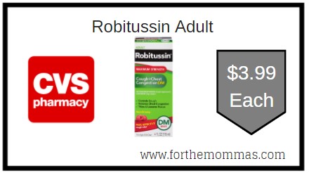 CVS: Robitussin Adult $3.99 Starting from 11/1