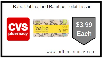 CVS: Babo Unbleached Bamboo Toilet Tissue $3.99 Each
