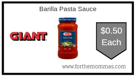 Giant: Barilla Pasta Sauce Just $0.50 Each