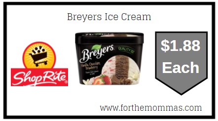 ShopRite: Breyers Ice Cream JUST $1.88 Each