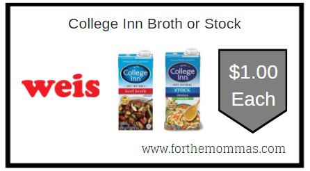 Weis: College Inn Broth or Stock ONLY $1.00 Each 