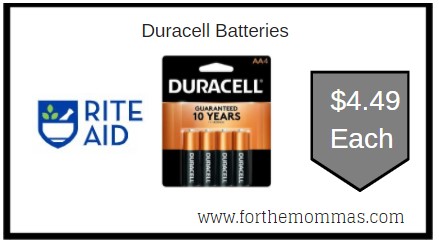 Rite Aid: Duracell Batteries Just $4.49 Each
