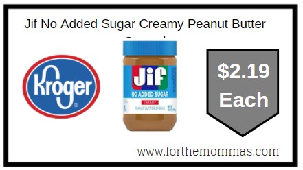 Jif No Added Sugar Creamy Peanut Butter Spread