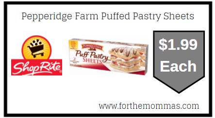 ShopRite: Pepperidge Farm Puffed Pastry Sheets JUST $1.99 Each
