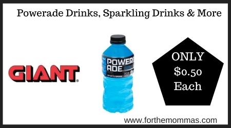 Giant: Powerade Drinks, Sparkling Drinks & More ONLY $0.50 Each Thru