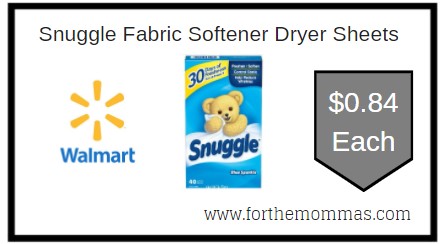 Walmart: Snuggle Fabric Softener Dryer Sheets ONLY $0.84 Each