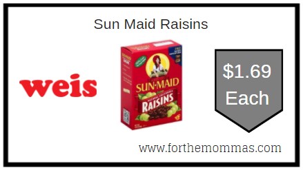Weis: Sun Maid Raisins ONLY $1.69 Each