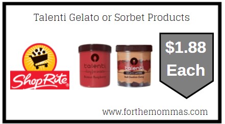 ShopRite: Talenti Gelato or Sorbet Products JUST $1.88 Each