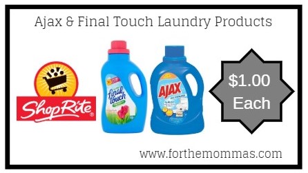 ShopRite: Ajax & Final Touch Laundry Products Just $1.00 Each