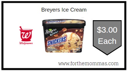 Walgreens: Breyers Ice Cream ONLY $3.00 Each 