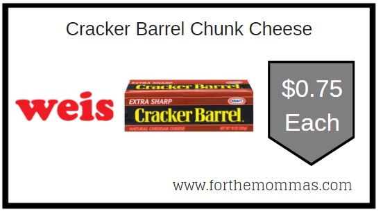 Weis: Cracker Barrel Chunk Cheese ONLY $0.75 Each
