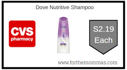 CVS: Dove Nutritive Shampoo $2.19 Each