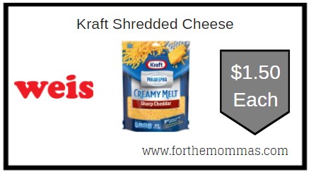 Weis: Kraft Shredded Cheese ONLY $1.50 Each