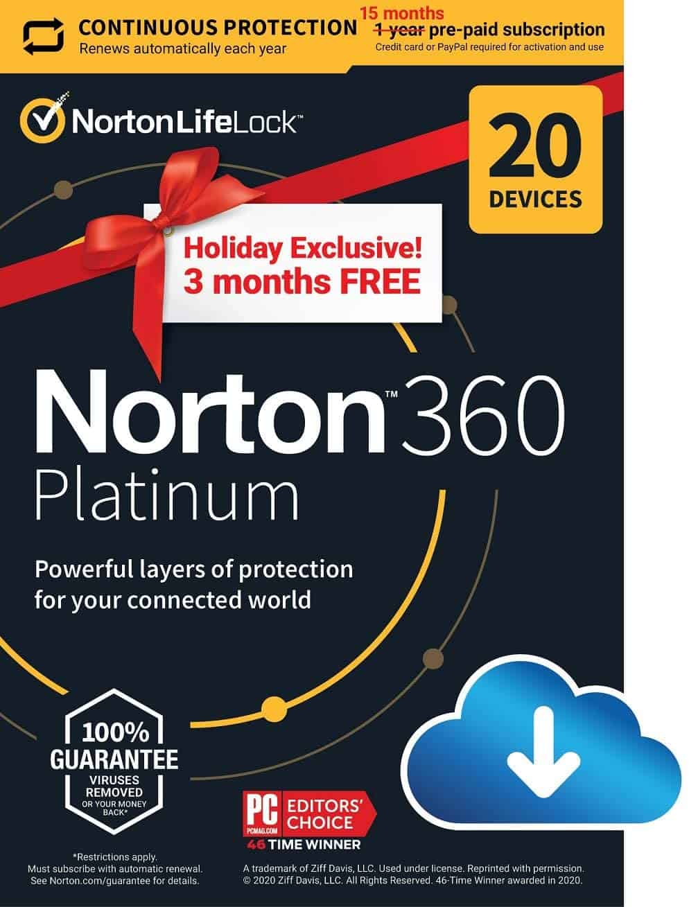 Amazon: Norton 360 Platinum 2021 15-Month Antivirus Software for 20 Devices ONLY $39.99