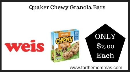 Weis: Quaker Chewy Granola Bars