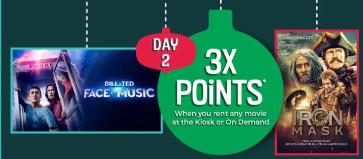 Redbox 12 Days of Deals December 2020: Day 2: Get 3X Points