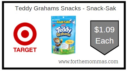 Target: Teddy Grahams Snacks - Snack-Sak  $1.09 