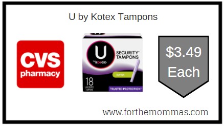 CVS: U by Kotex Tampons ONLY $3.49 Each