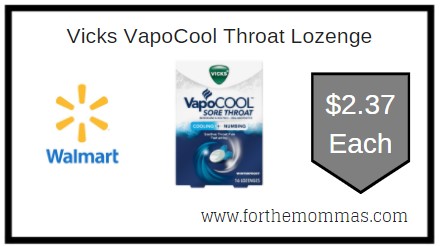 Walmart: Vicks VapoCool Throat Lozenge ONLY $2.37 Each