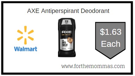 Walmart: AXE Antiperspirant Deodorant ONLY $1.63 Each