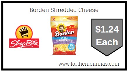 ShopRite: Borden Shredded Cheese Just $1.24 Each