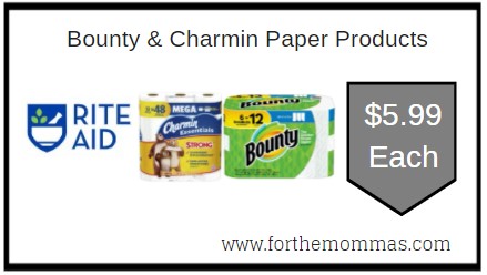 Rite Aid: Bounty & Charmin Paper Products ONLY $5.99 Each