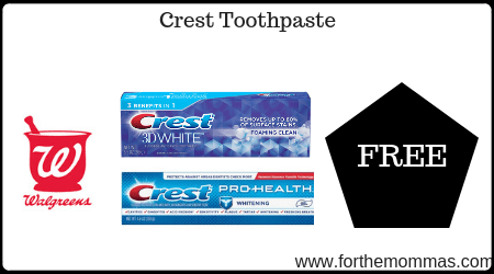 Walgreens: Free Crest Toothpaste