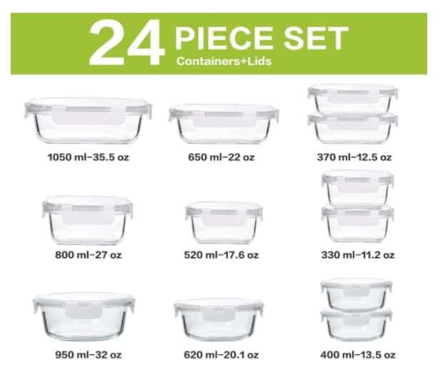 Amazon: 12-Piece Glass Food Storage Container Set with White Lids - $30.59 Shipped