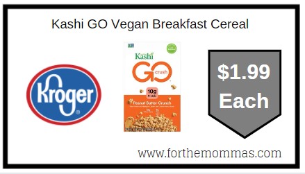 Kroger: Kashi GO Vegan Breakfast Cereal $1.99 Each