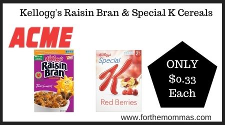 Acme: Kellogg's Raisin Bran & Special K Cereals