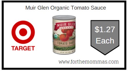 Target: Muir Glen Organic Tomato Sauce $1.27