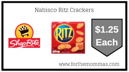 ShopRite: Nabisco Ritz Crackers JUST $1.25 Each