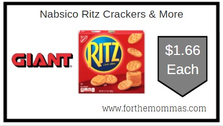 Giant: Nabsico Ritz Crackers & More Just $1.66 Each