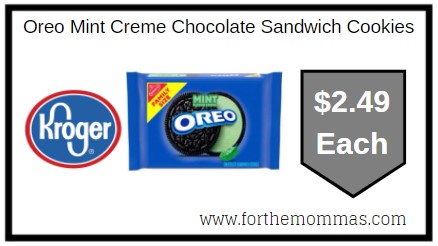Kroger: Oreo Mint Creme Chocolate Sandwich Cookies