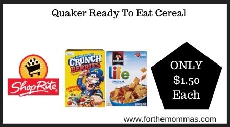 ShopRite: Quaker Ready To Eat Cereal