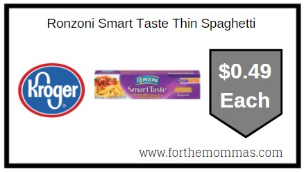 Kroger: Ronzoni Smart Taste Thin Spaghetti $0.49