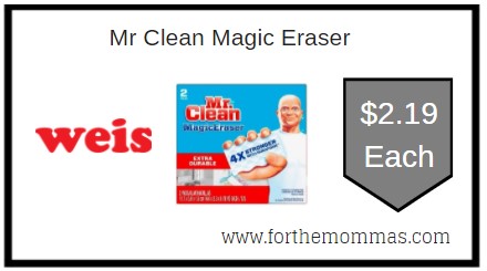 Weis: Mr Clean Magic Eraser ONLY $2.19 Each 