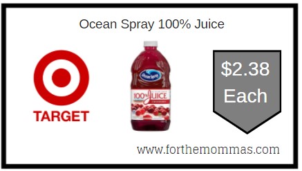 Target: Ocean Spray 100% Juice ONLY $2.38 