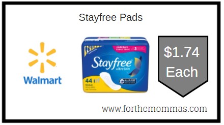 Walmart: Stayfree Pads ONLY $1.74 Each