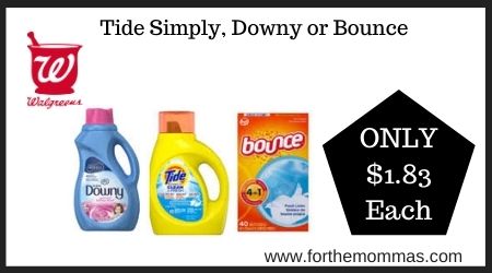 Walgreens: Tide Simply, Downy or Bounce