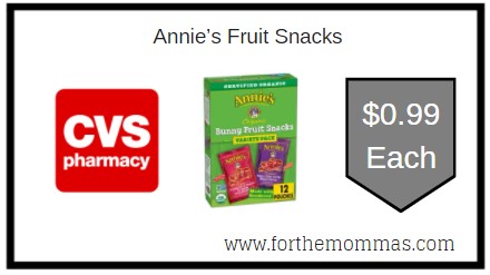 CVS: Annie’s Fruit Snacks ONLY $0.99 