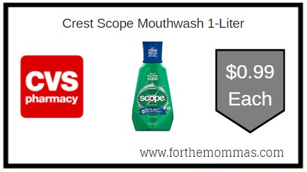 CVS: Crest Scope Mouthwash 1-Liter ONLY $0.99