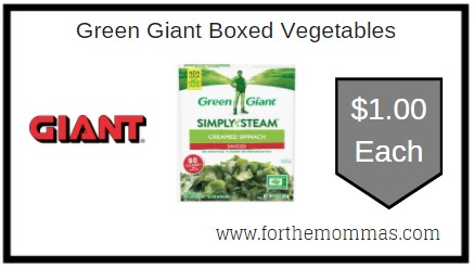 Giant: Green Giant Boxed Vegetables Just $1.00 Each