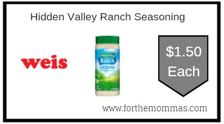 Weis: Hidden Valley Ranch Seasoning ONLY $1.50 Each